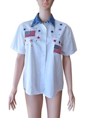 Vintage Quizz Again & Co Patriotic American Flag & Stars Shirt